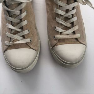 UGG Evera wool shearling lined low top canvas and leather sneaker woman size 8.5